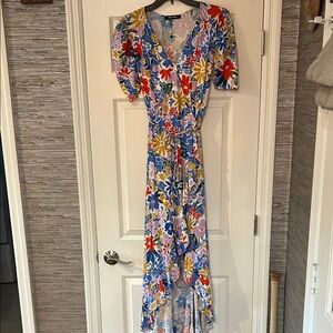 Sugarlips Floral High Low Dress - Blue, Red, Yellow